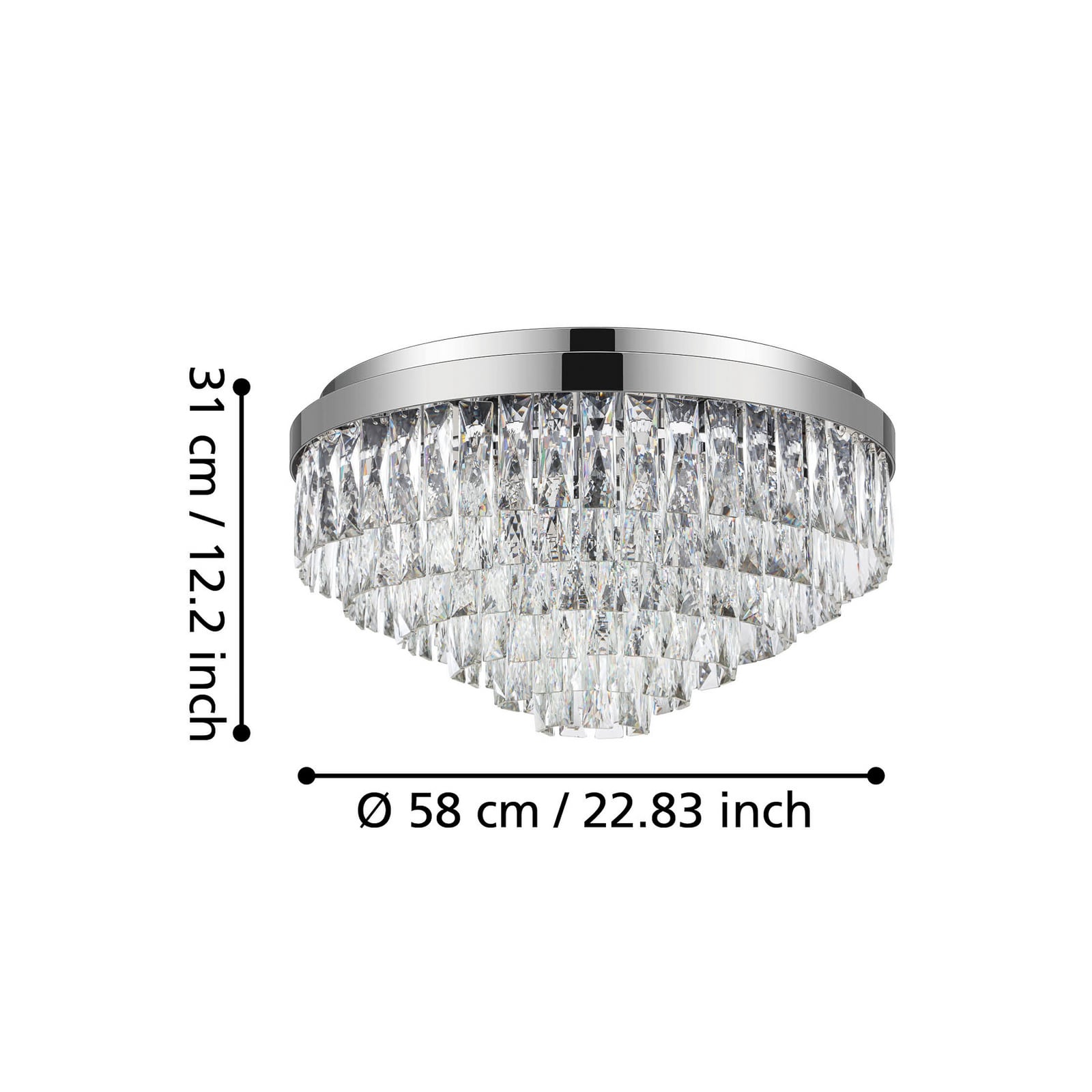 Plafonnier Valparaiso chromé Ø 58 cm en métal - Stars of Light