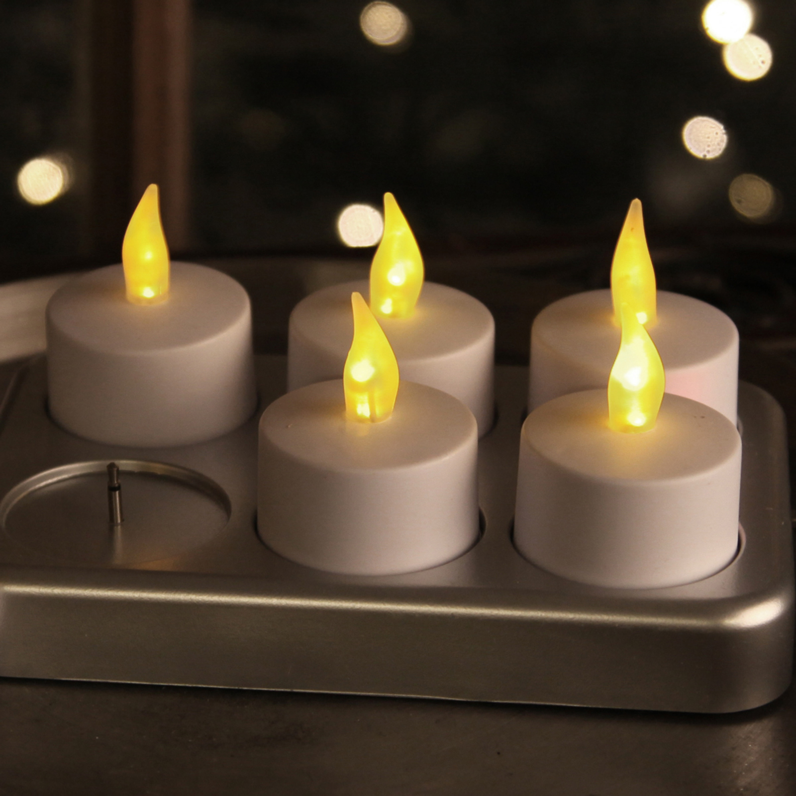 Best Season Rechargeable LED tea light T-Light, set of 6, plastic, 0.04 W, energy efficiency: A+, W: 15 cm, H: 5 cm