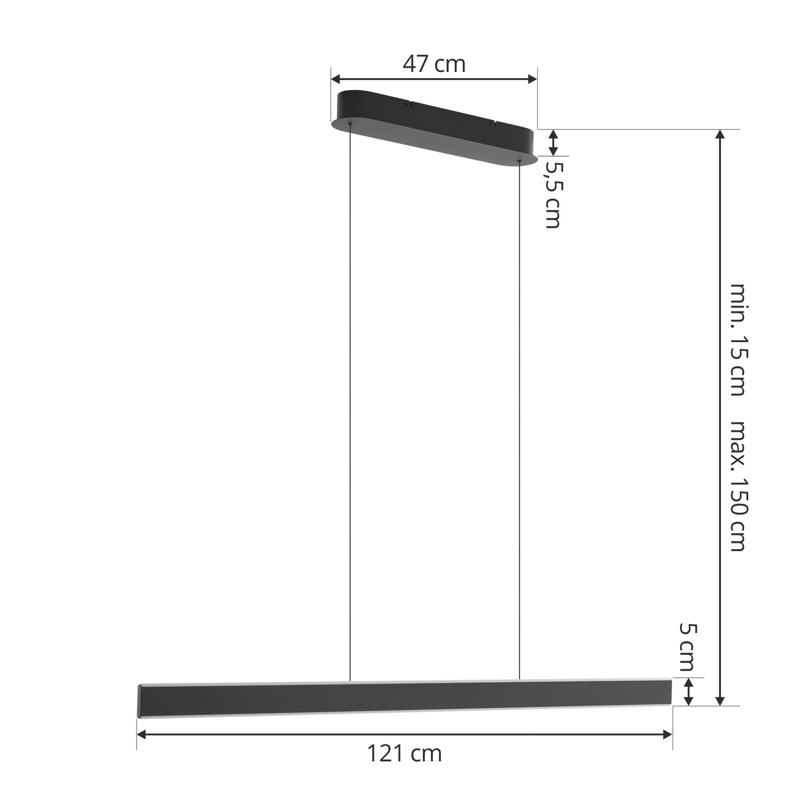 Lucande LED-Hängeleuchte Philine, Länge 121 cm schwarz Eisen