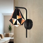 Wandleuchte Carlton, schwarz/kupfer mit Ausleger