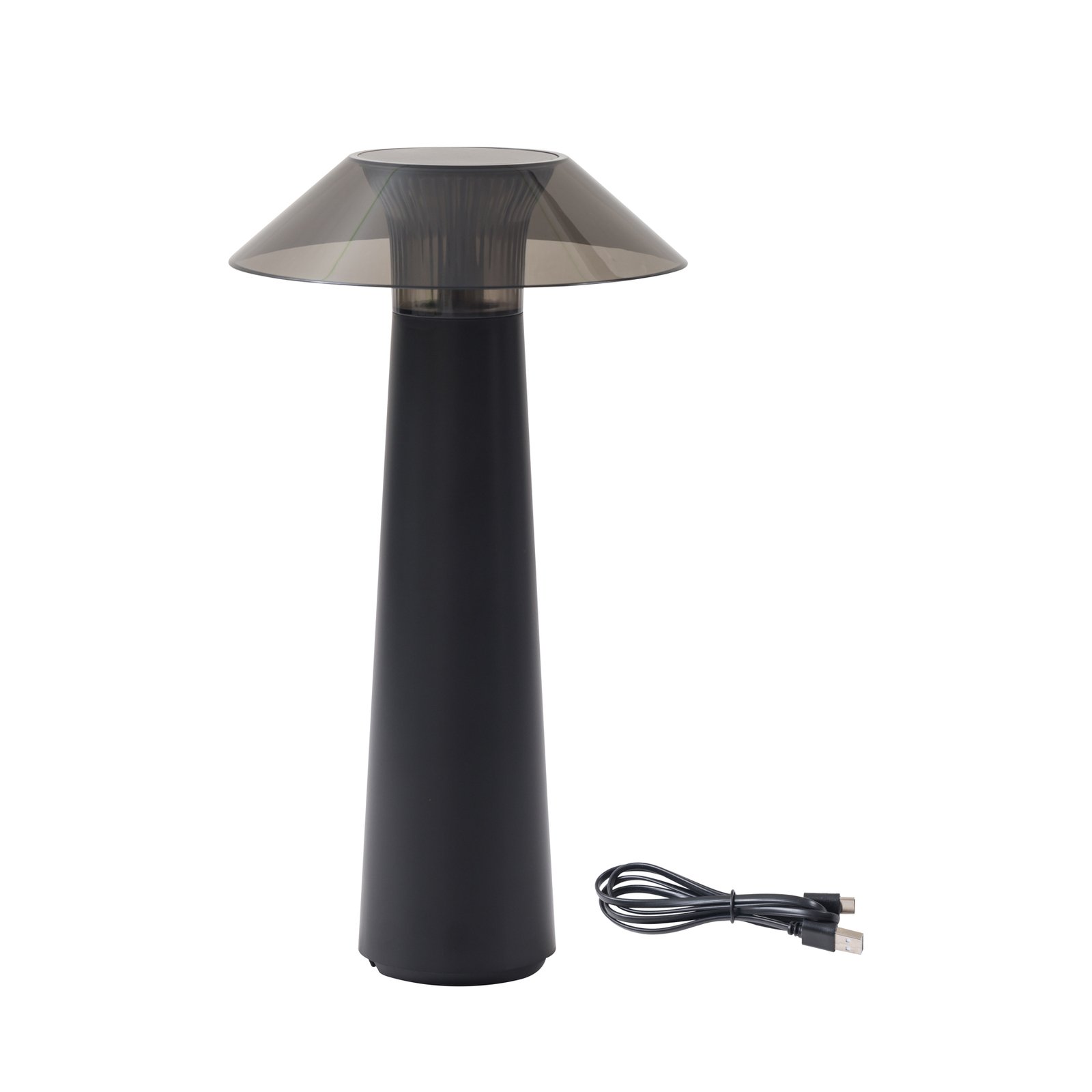 Lámpara de sobremesa recargable de LED Lindby Akku, negra, atenuable