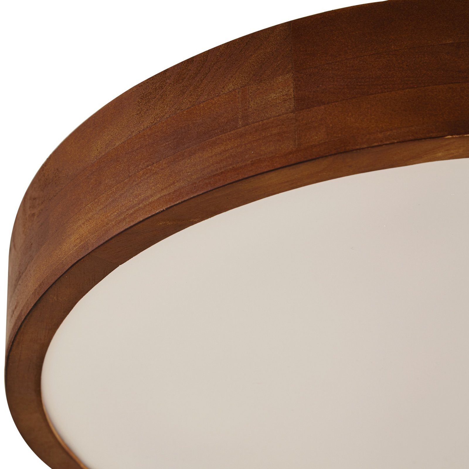 Lindby Tanju ceiling light, Ø 50 cm, walnut wood, 4-bulb, E27