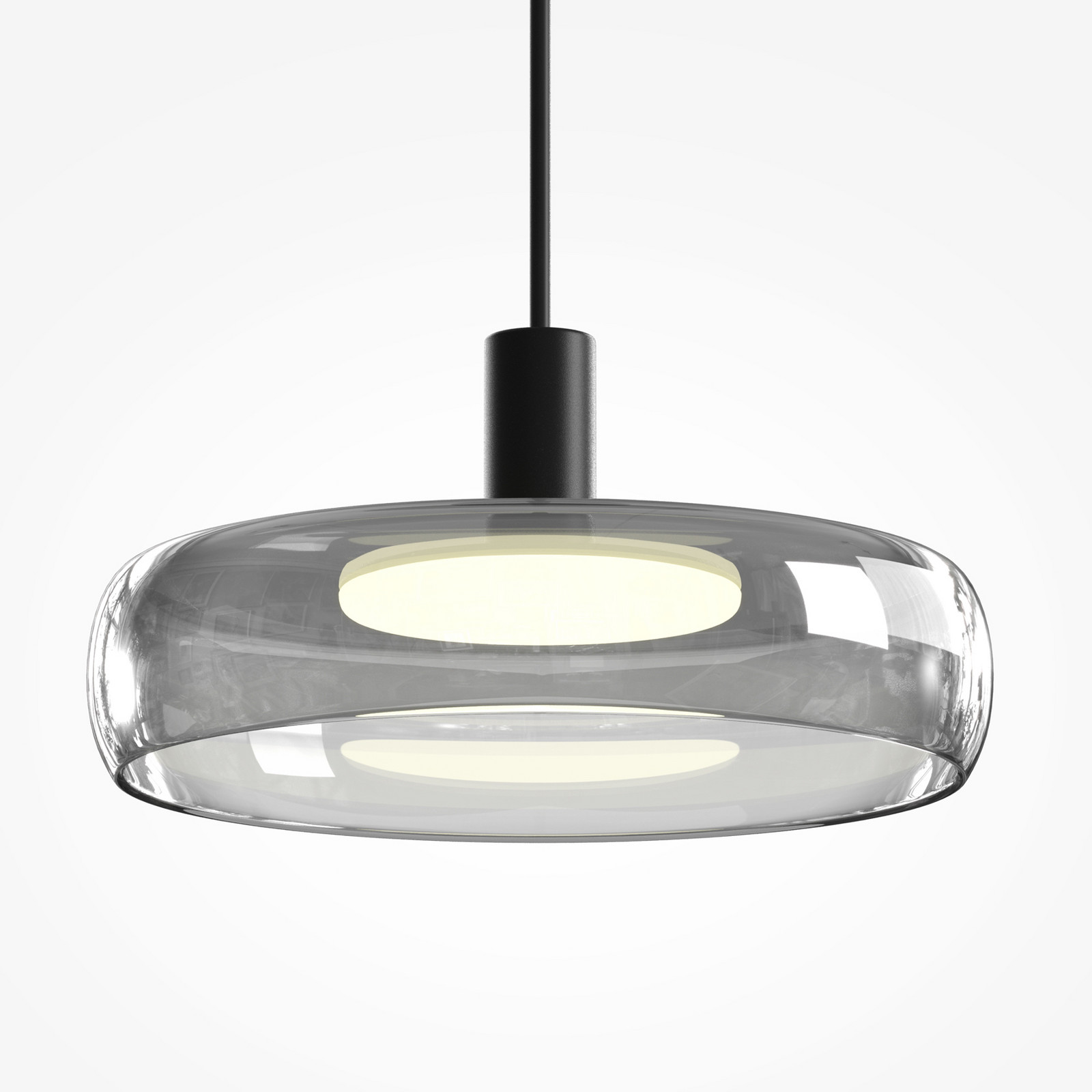 Maytoni Lampă suspendată LED FLOAT gri/negru Ø 20 cm sticlă/metal - Camera de zi / sufragerie - Modern - gri fumuriu negru