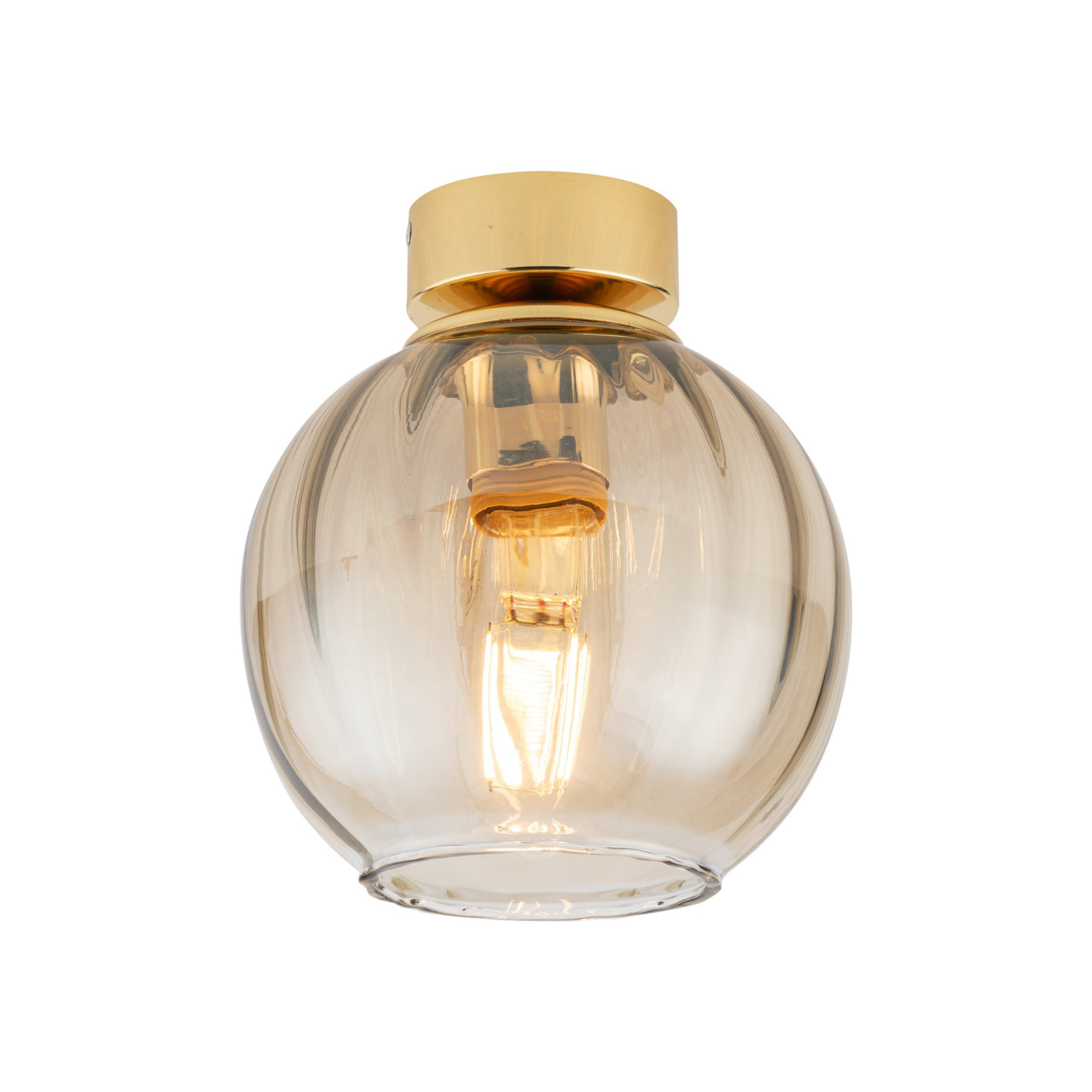 Taklampe Devi i glass, rav