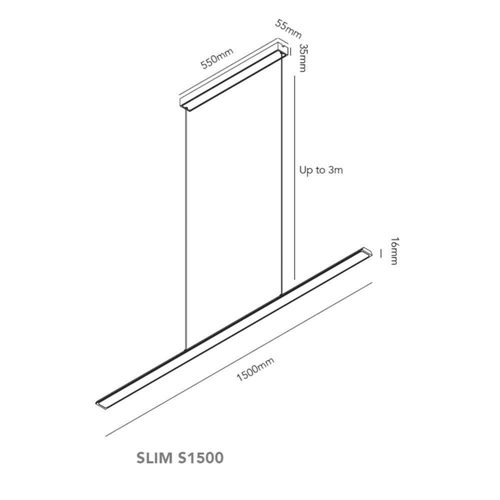 Slim S1500 Lampada a Sospensione Nero - Light-Point