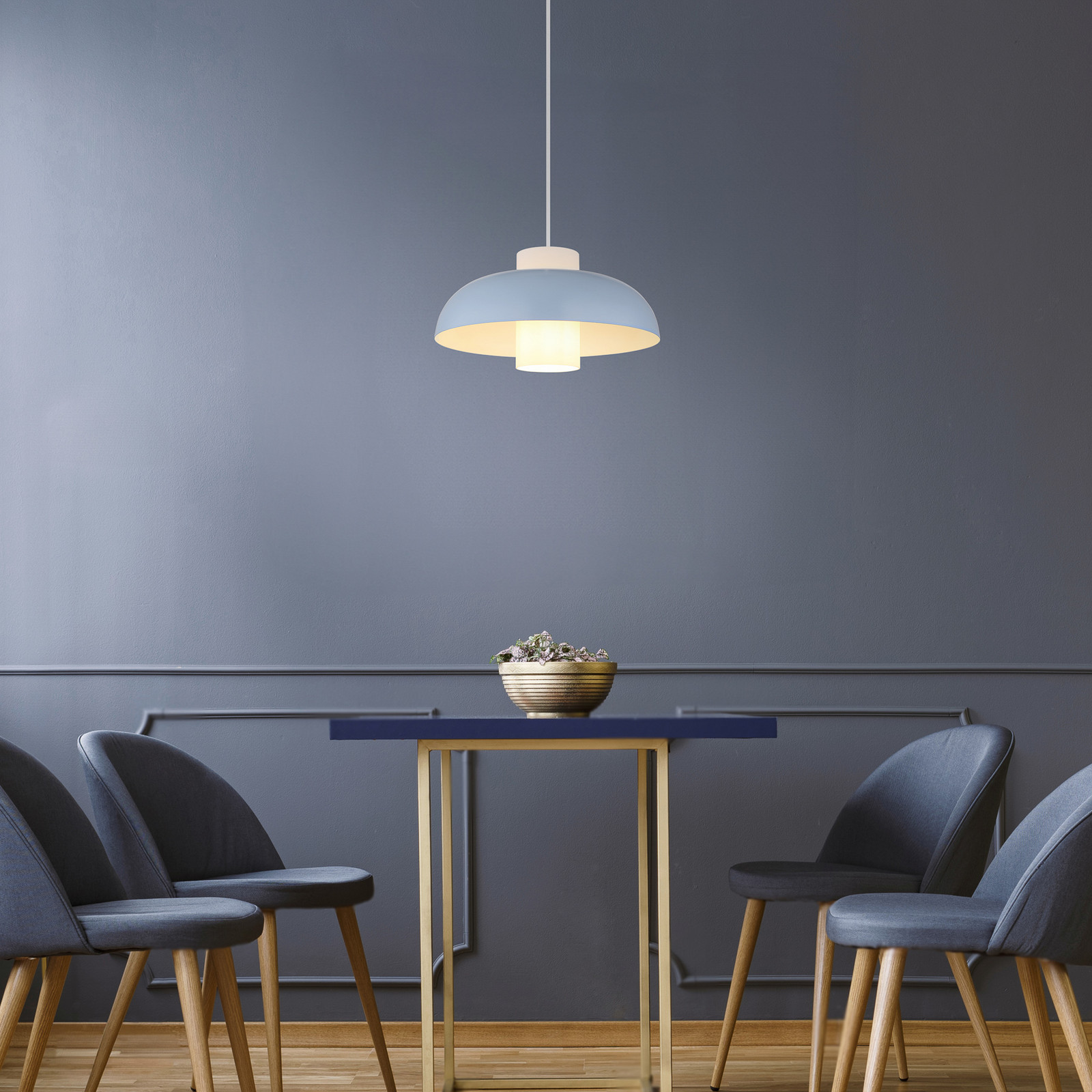 Globo Lampă suspendată Lowe albastru mat Ø 38 cm metal - Camera de zi / sufragerie - modern - albastru mat opal