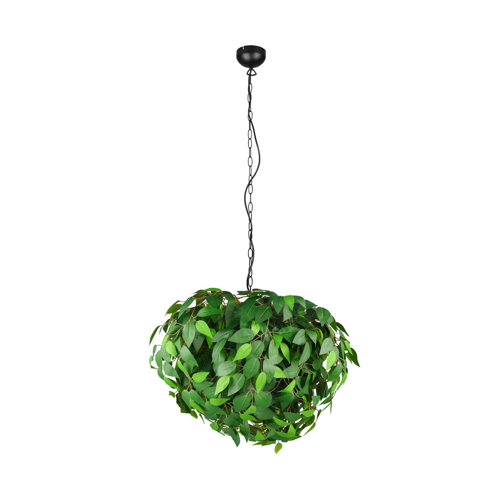 Suspension Leavy, noir/vert, Ø 70 cm, 4 lampes, E14