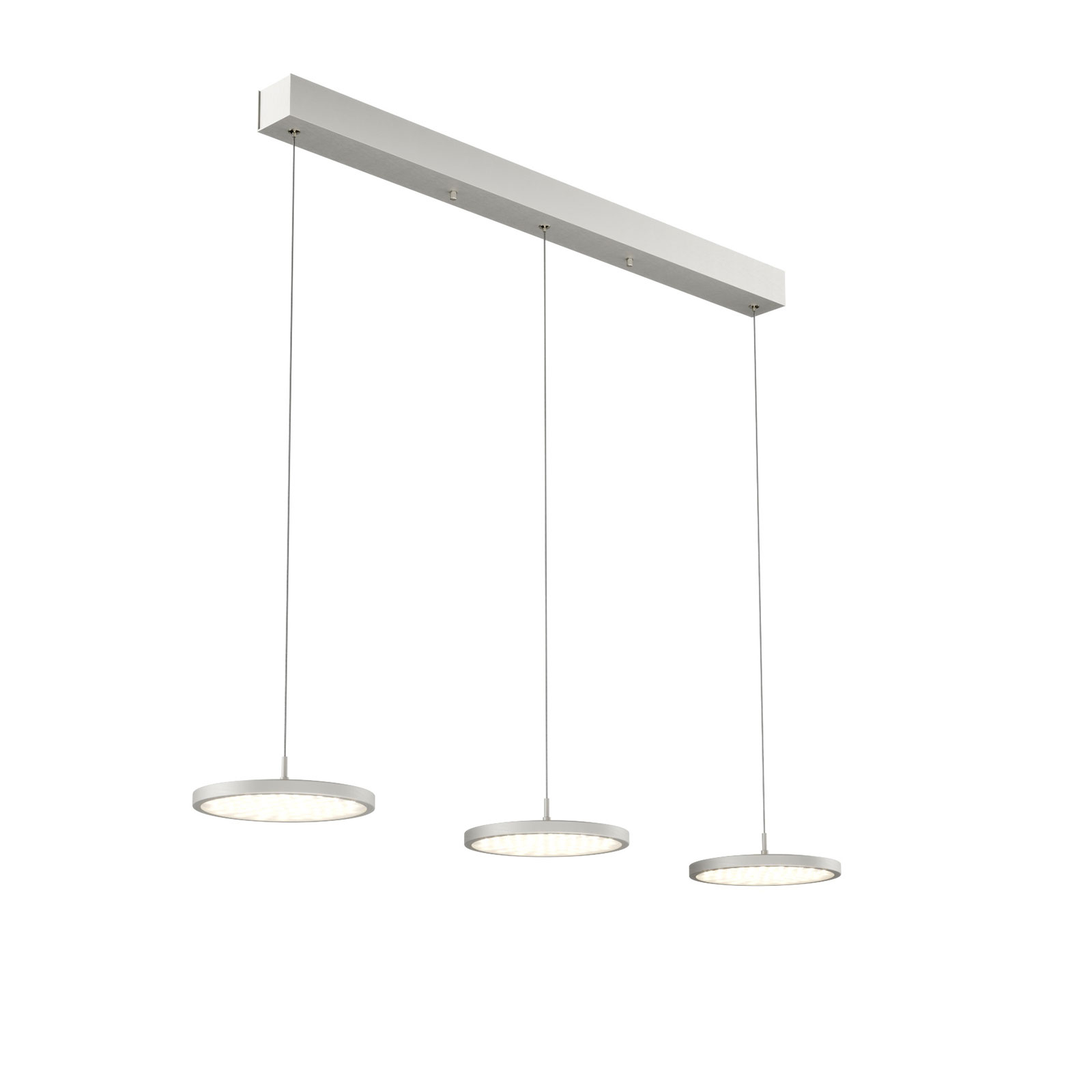 Quitani LED hanging light Gion, 3-bulb, nickel/oak