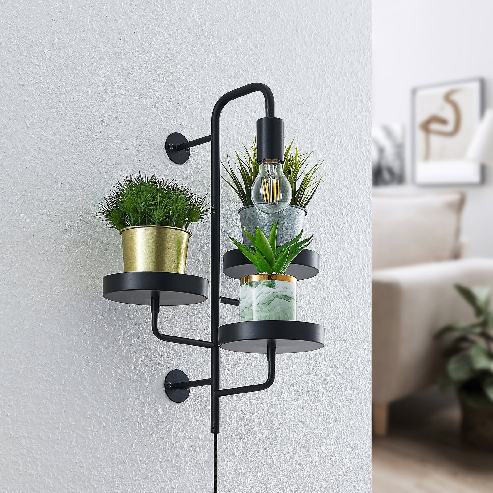 Hanjo Wall Lamp Black - Lindby