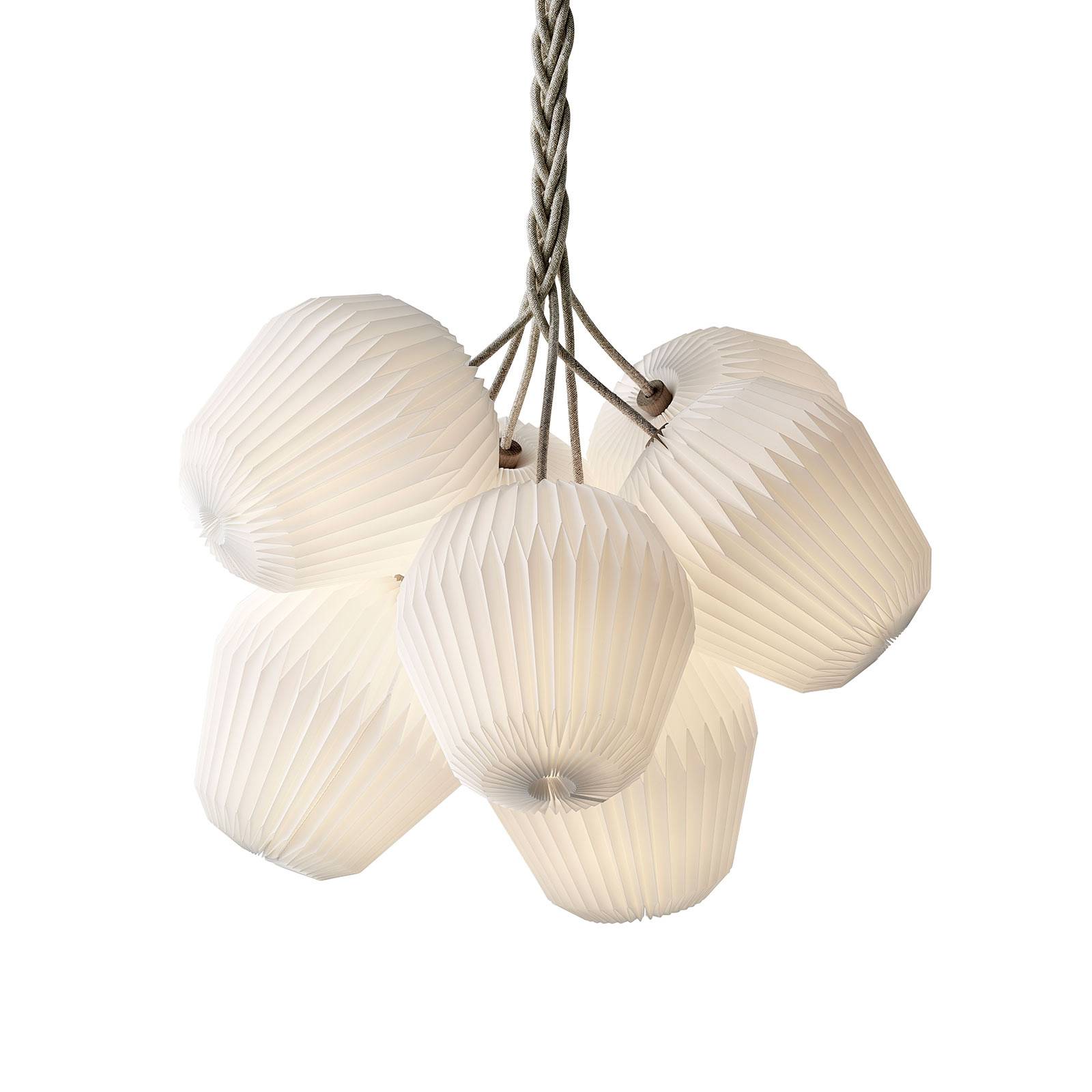 Le Klint LE KLINT The Bouquet hanging light 7-bulb Ø 85 cm, for Living / Dining Room, oak wood, linen, paper, E14, 4 W, H: 85 cm