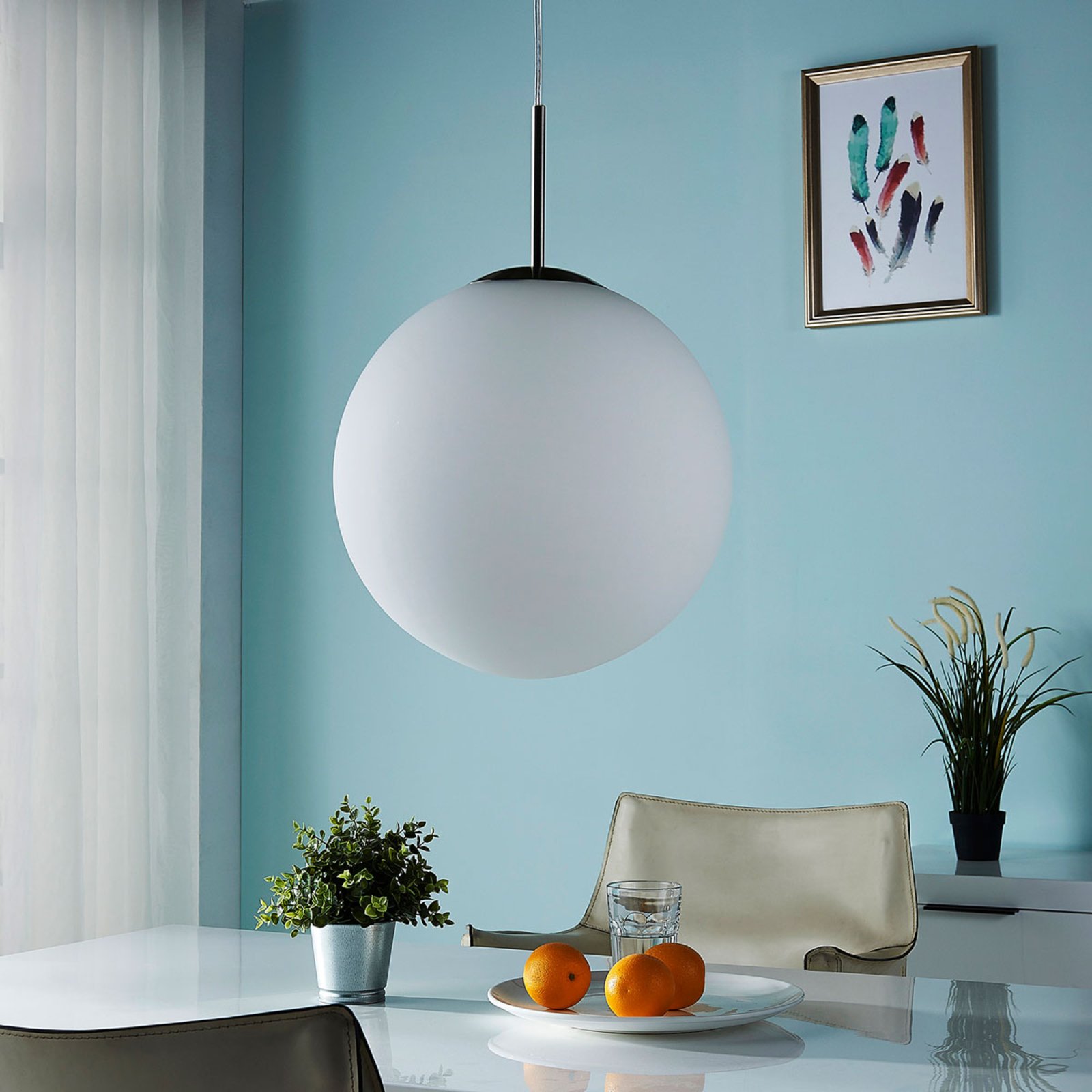 Marike Hanglamp Ø35 Opal/Nickel - Lindby