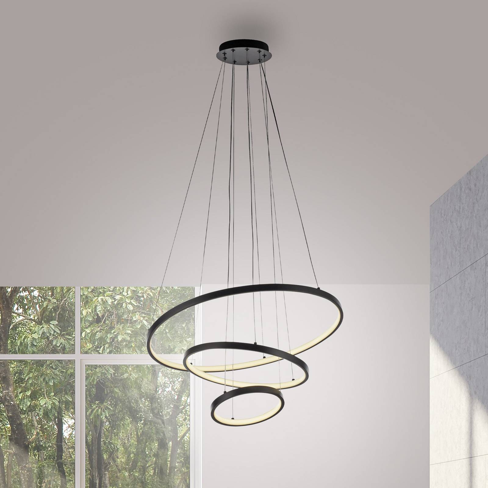 JUST LIGHT. LED-Hängeleuchte Cerchi, schwarz, 3.000 K günstig online kaufen