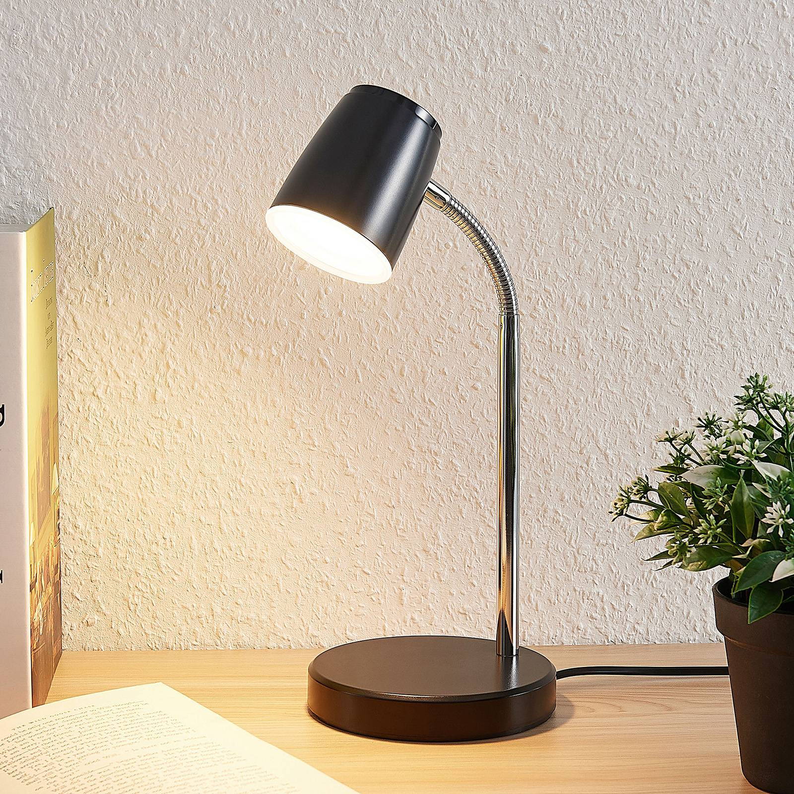 Фото - Настільна лампа Lindby Jegor lampa stołowa LED w kolorze czarnym 