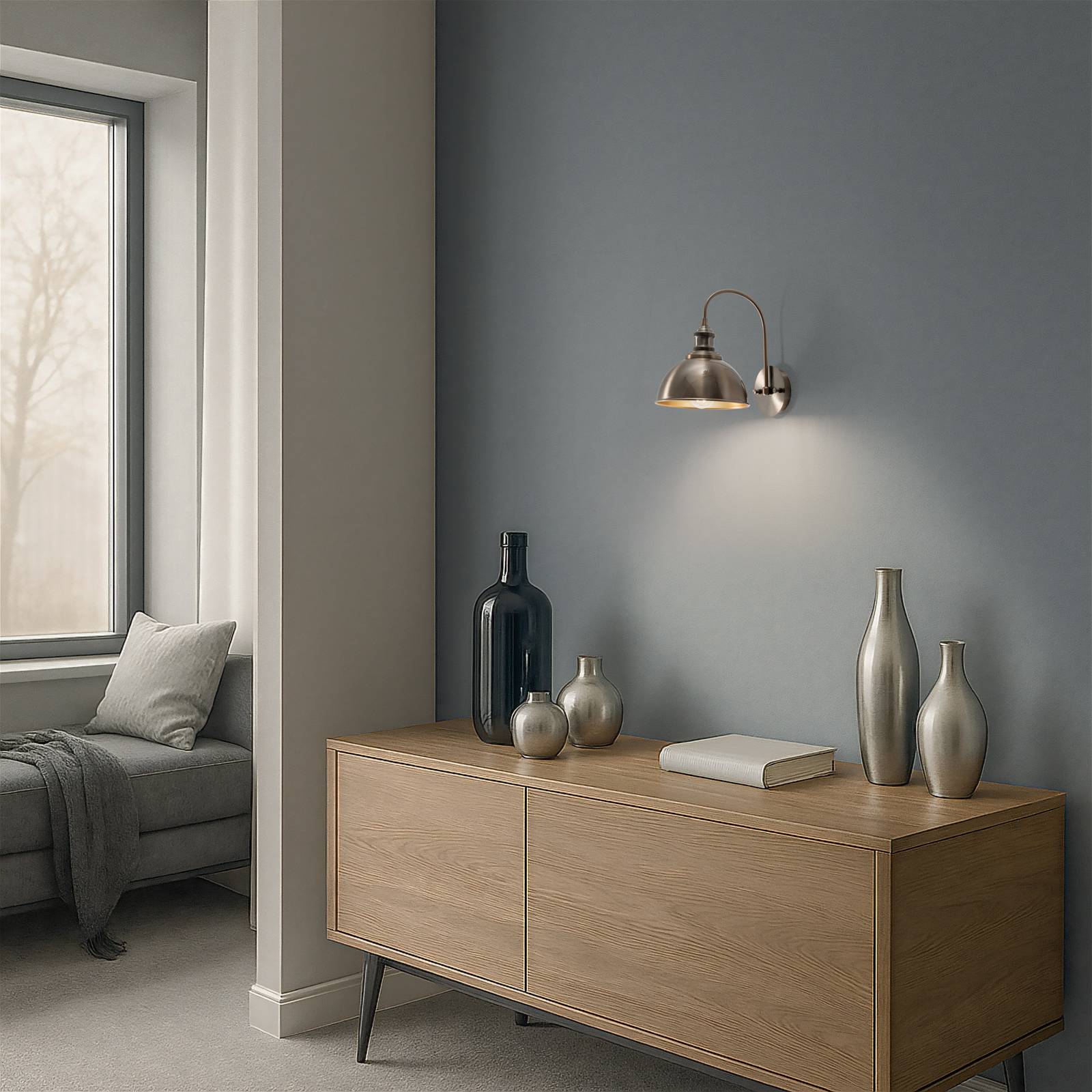 Wandleuchte Saglam, altmessing, Höhe 36 cm, Metall günstig online kaufen