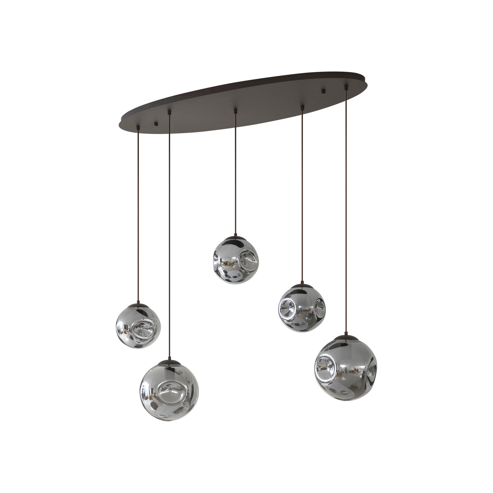 Lámpara colgante Lindby Valentina, E27, 125,5 cm de altura, gris, cristal