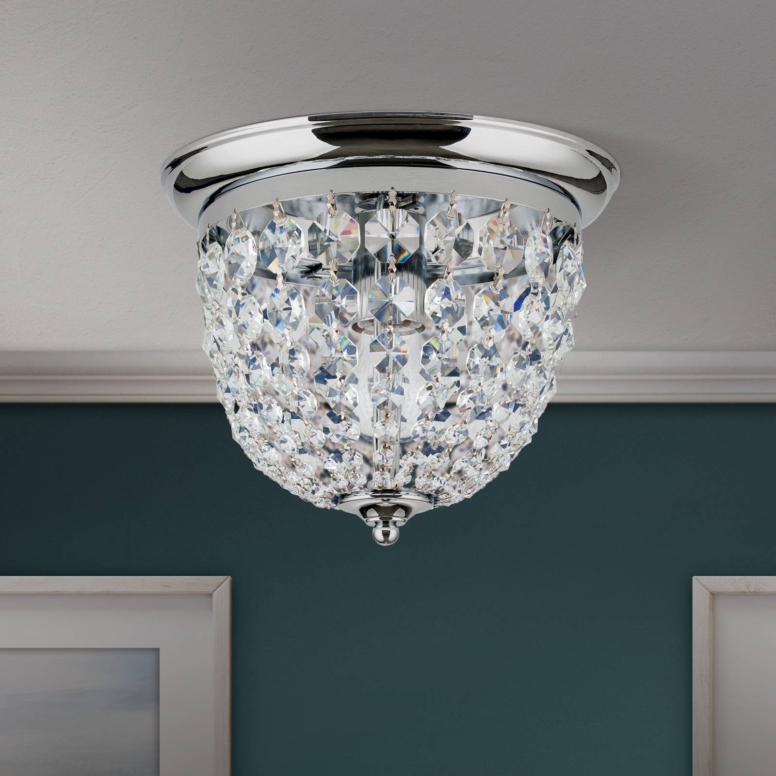 Plafond loftlampe krom/transparent Ø 26 cm