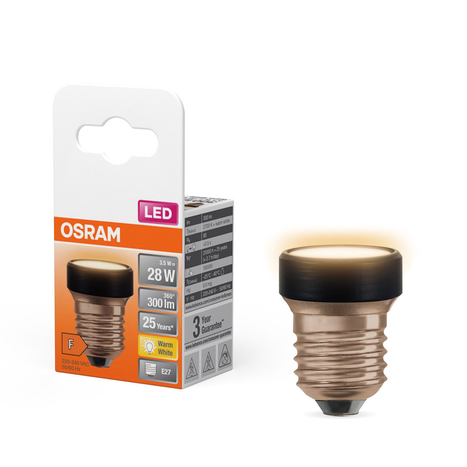 OSRAM LED bulb Star Flat E27 3.5W 2700K interchangeable ring.