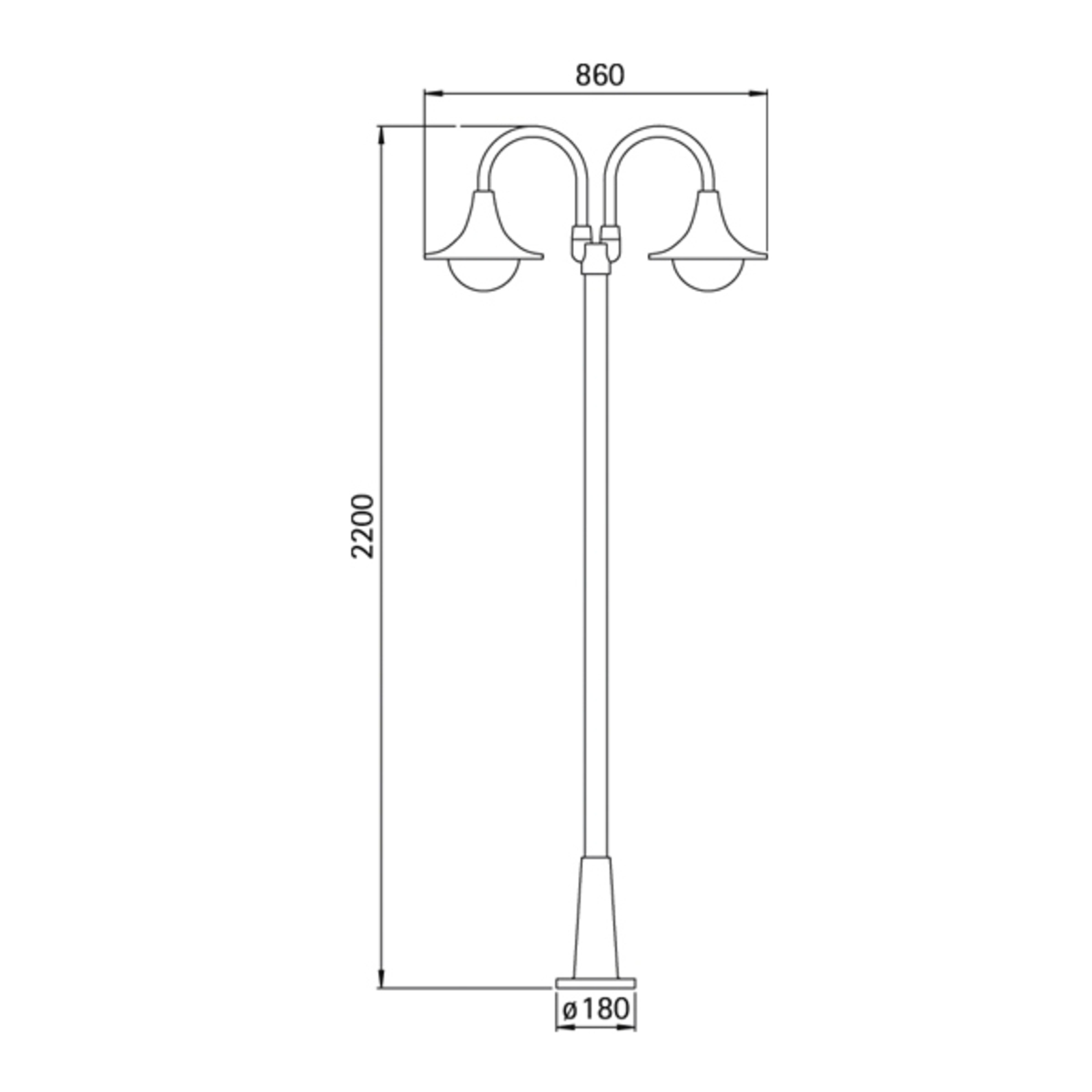 Lampadaire d'extérieur 171, à 2 lampes, blanc