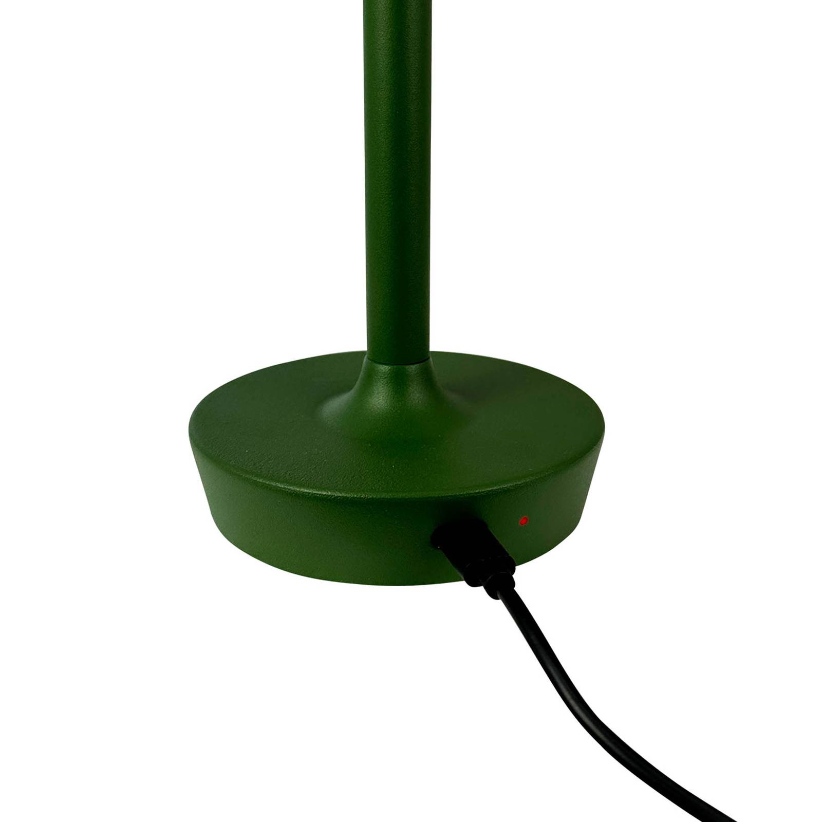 Dyberg Larsen lampa stołowa LED Flow, zielona, wysokość 25 cm