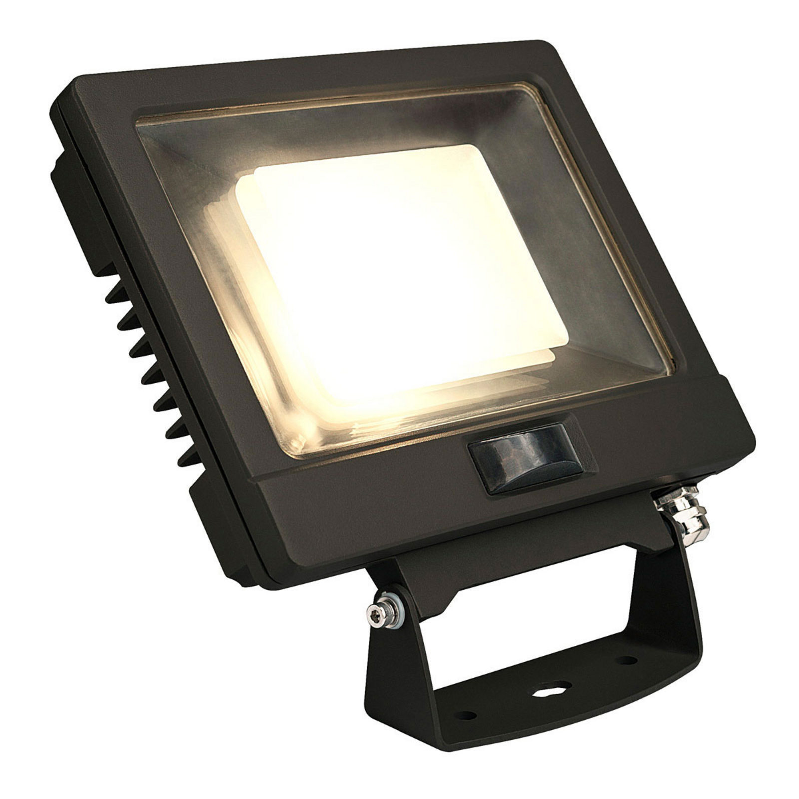 SLV Spoodi utend?rs lyskaster, sensor, svart, 20cm - vegglampe med sensor - moderne utelampe vegg - aluminium, glass