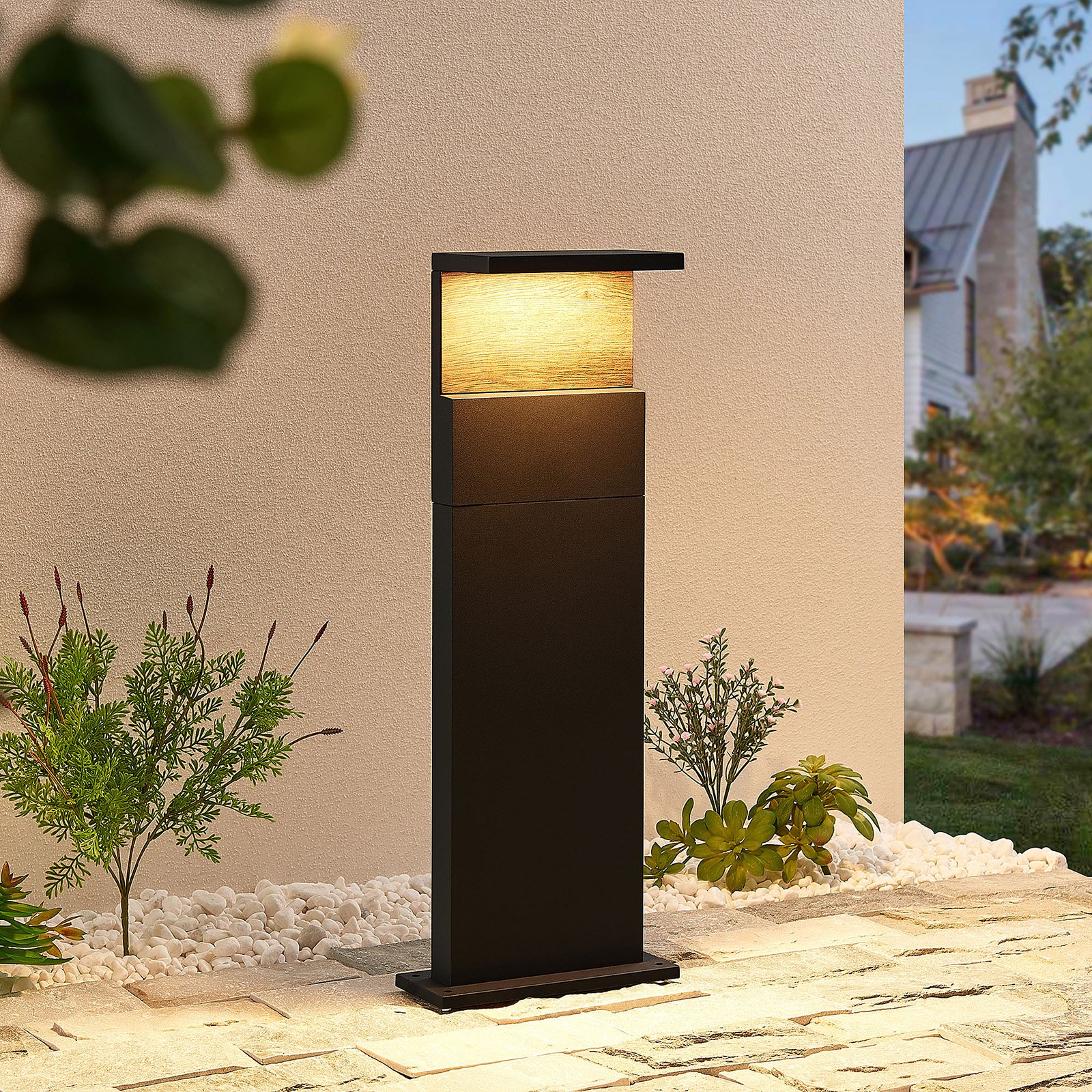 Lucande Lignus LED pillar light, aluminium, plastic, 12 W, energy efficiency: A+, W: 22 cm, H: 60 cm