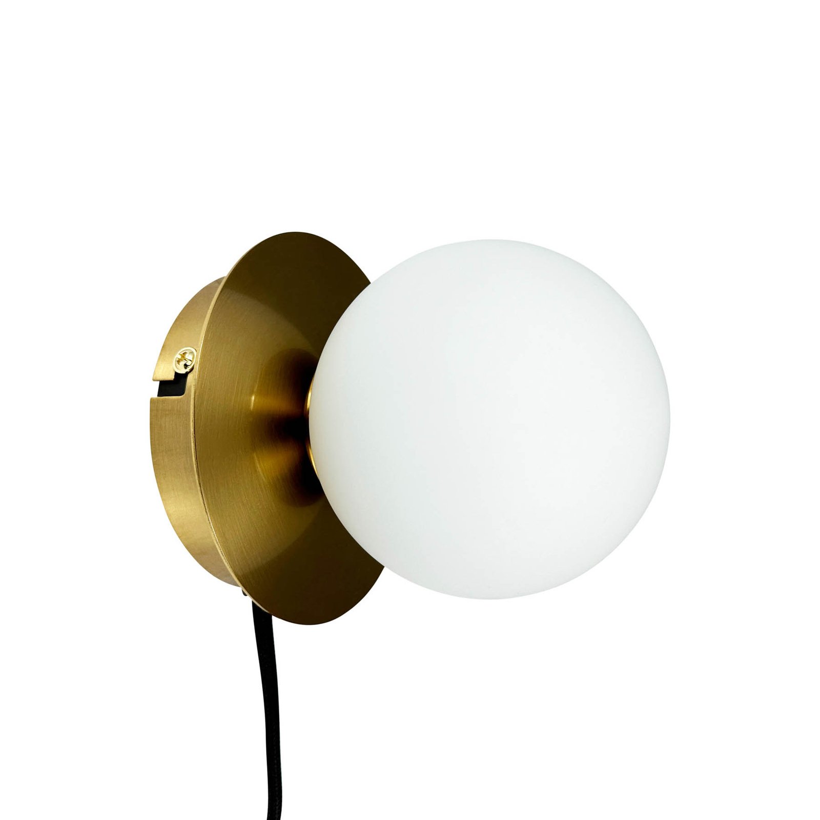 Dyberg Larsen vegglampe Sia, opal/messingfarget, Ø 12 cm