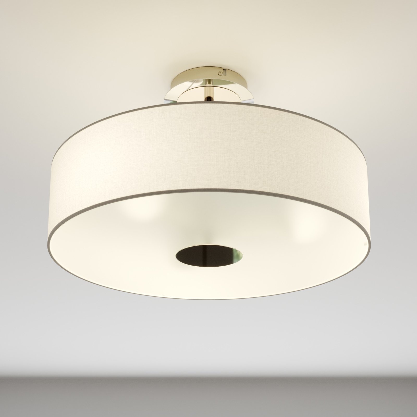 Lindby Josia plafondlamp, wit, stof, Ø 47 cm, E27