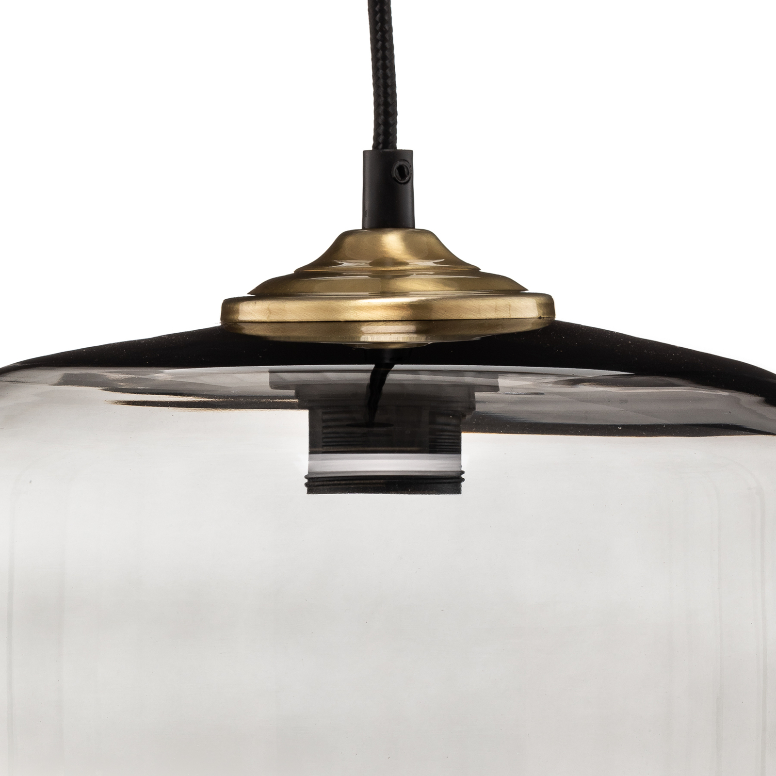 Tube pendant light with smoky grey glass shade Ø 25cm