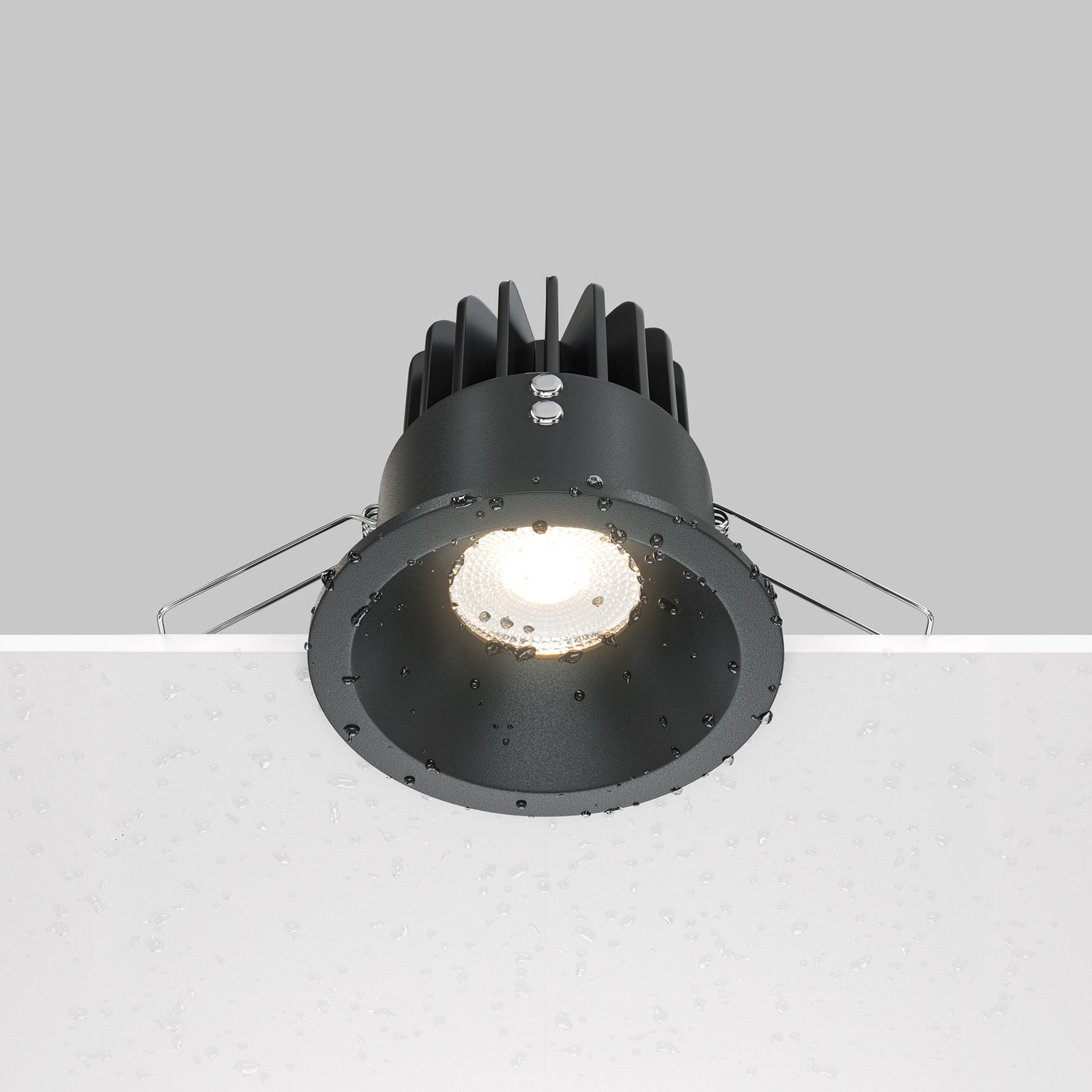 Maytoni Zoom LED lampa wpuszczana 930 IP65 okrągła triak, czarna