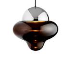 LED pendant light Nutty XL, brown / chrome-coloured, Ø 30 cm
