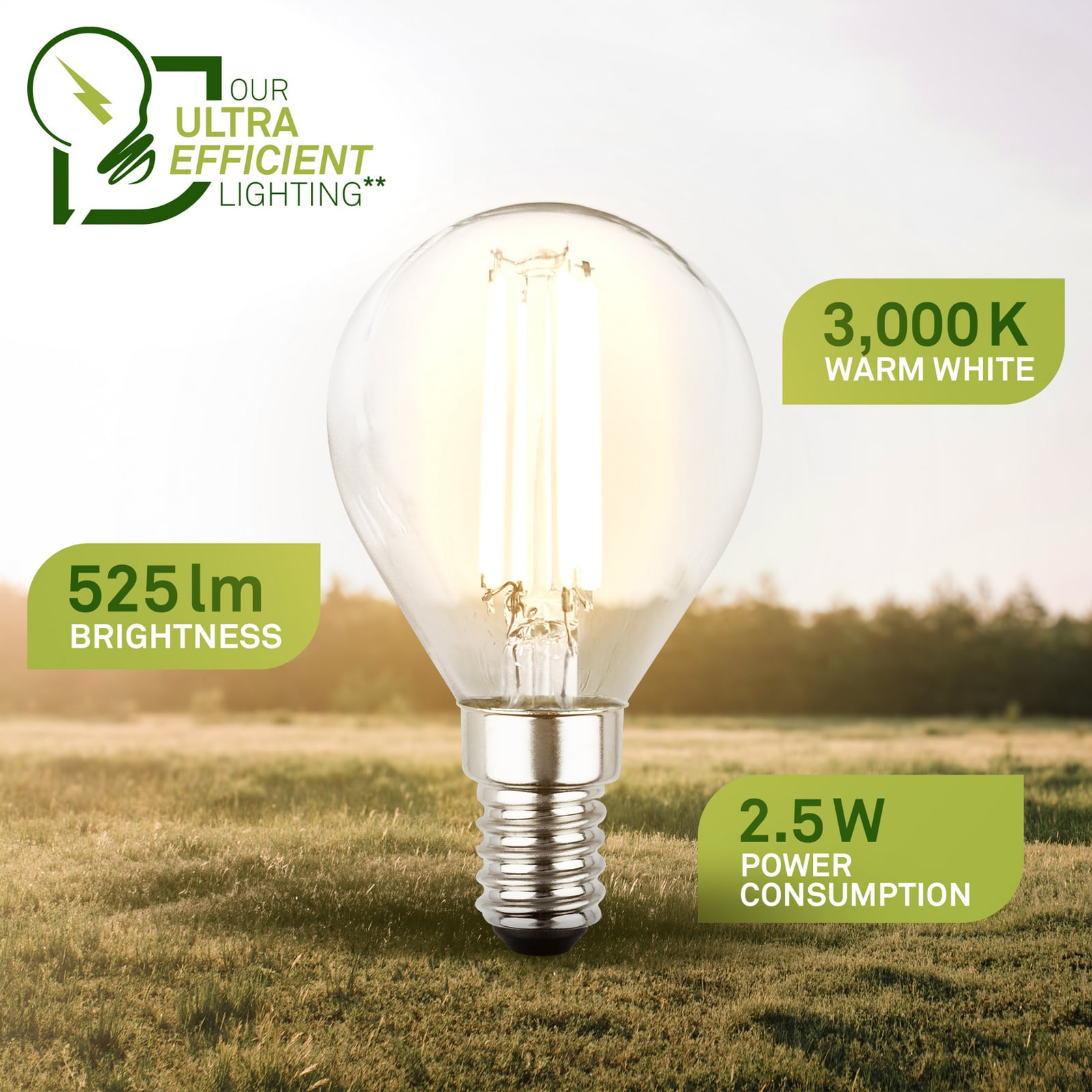 LED lamp druppel E14 2,5W helder 3000K 525lm EEK A 2er