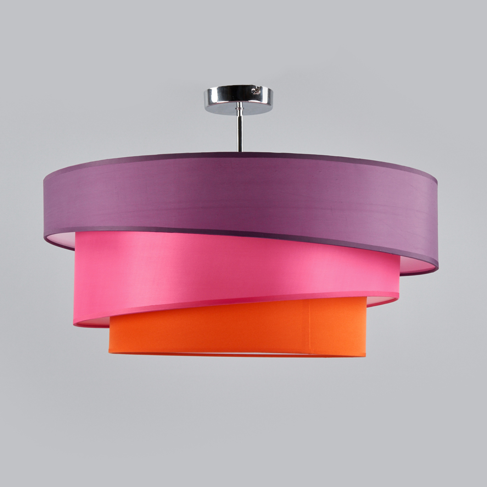 Deckenlampe Melia Bunt Violett Pink Orange Stoffschirm Lampenwelt 3-lagig 