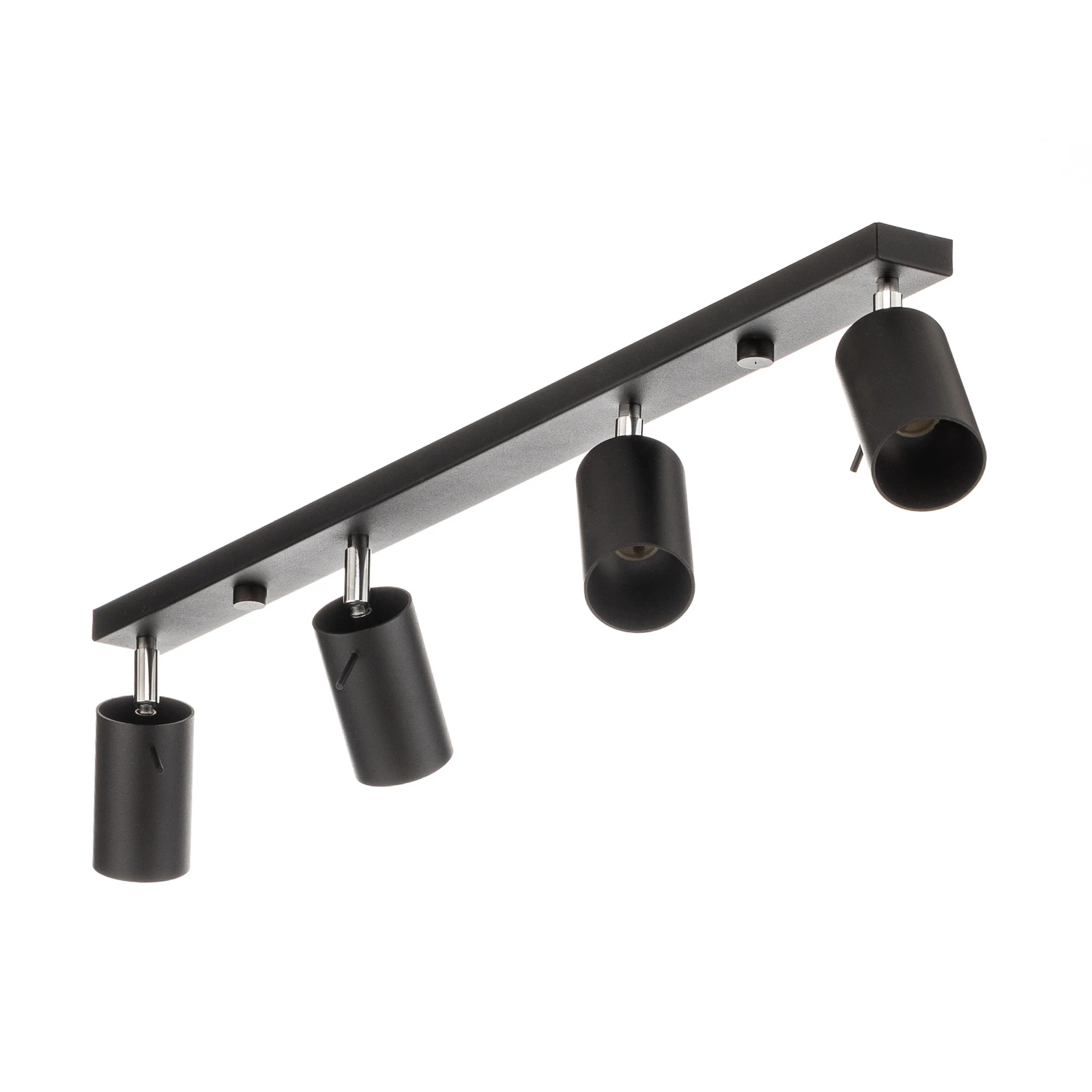 Downlight Round in black, 4-bulb linear