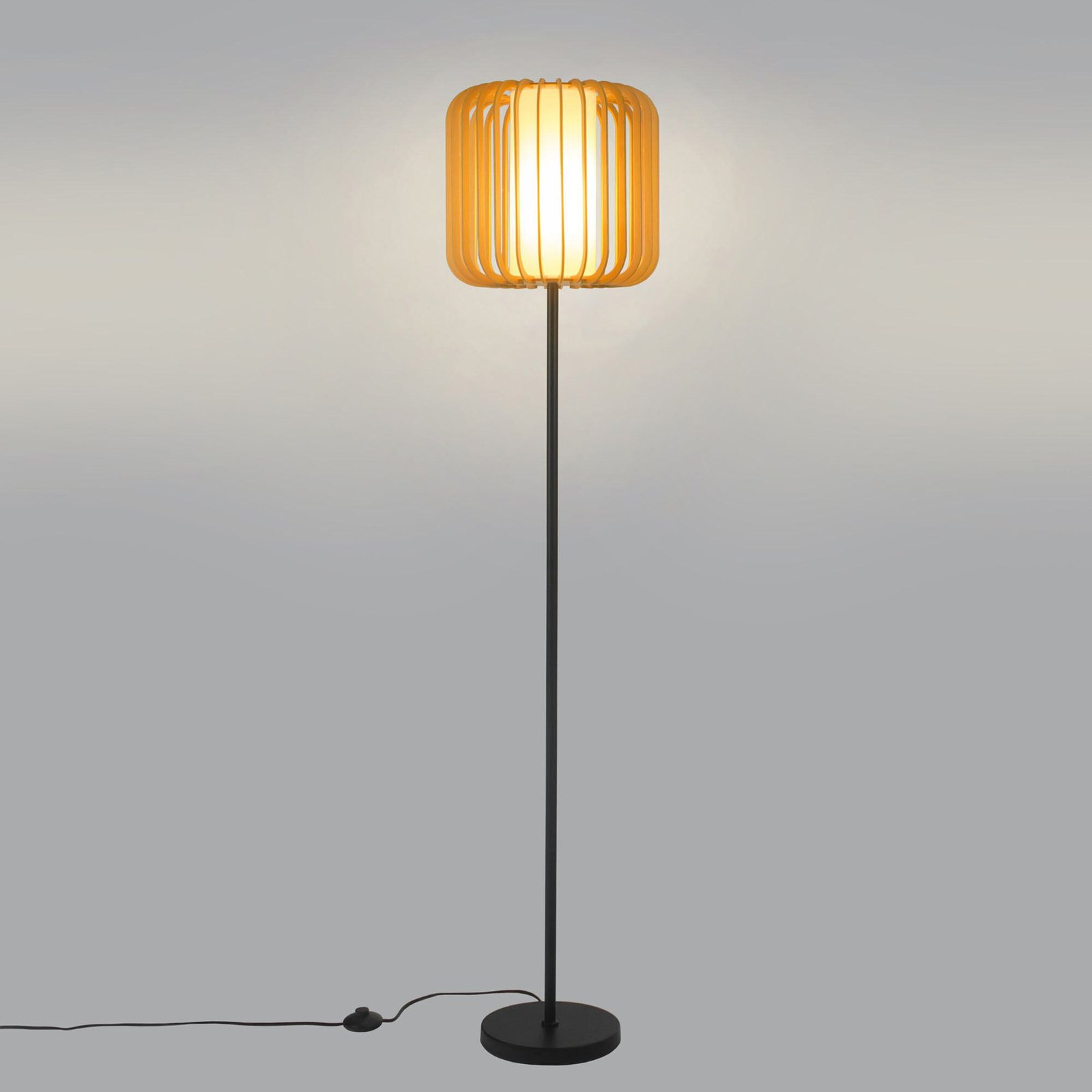 Forlight lampadaire Viva, marron clair, bois/métal, hauteur 160 cm