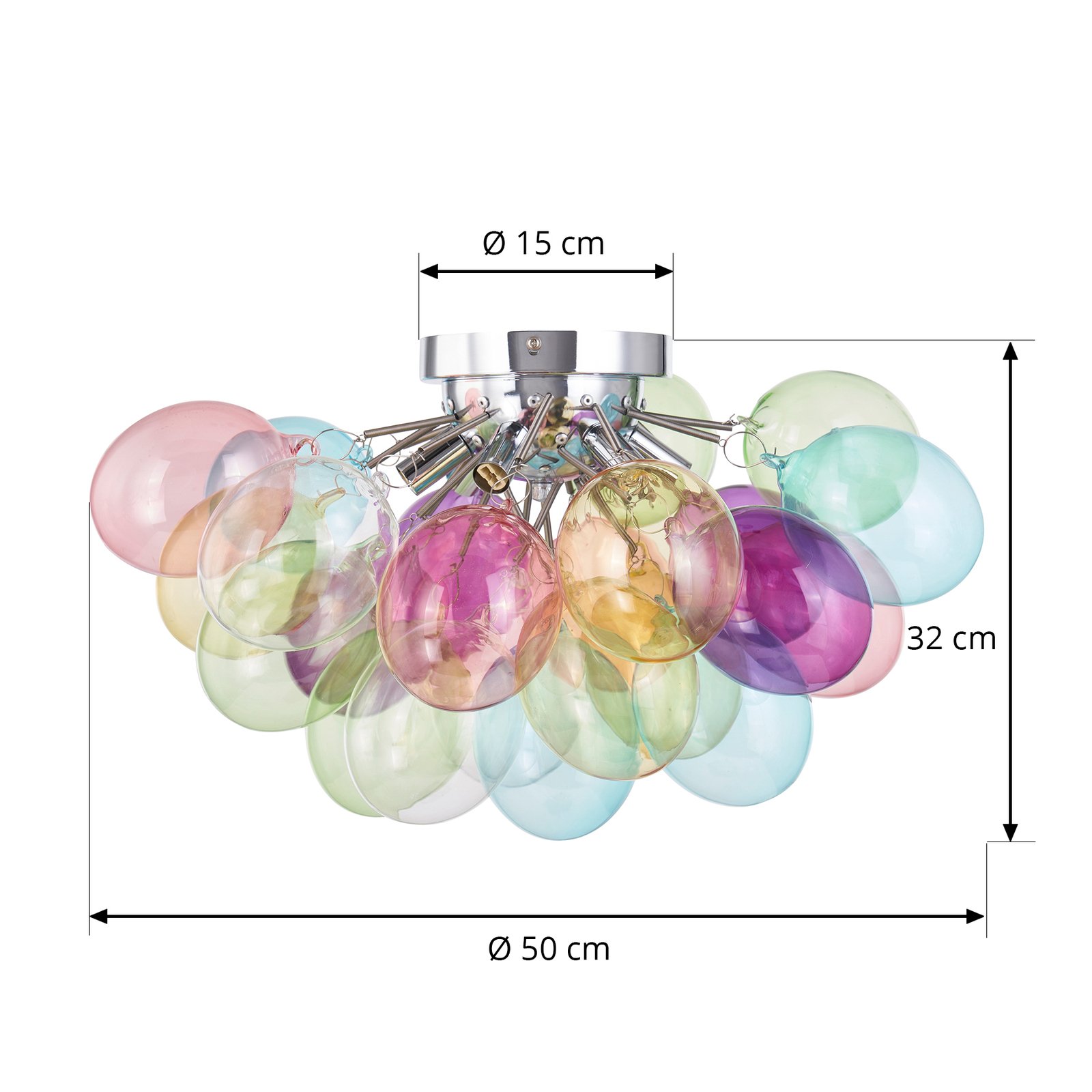 Lucande Deckenleuchte Diborah, bunt, Glas, Ø 50 cm, G9