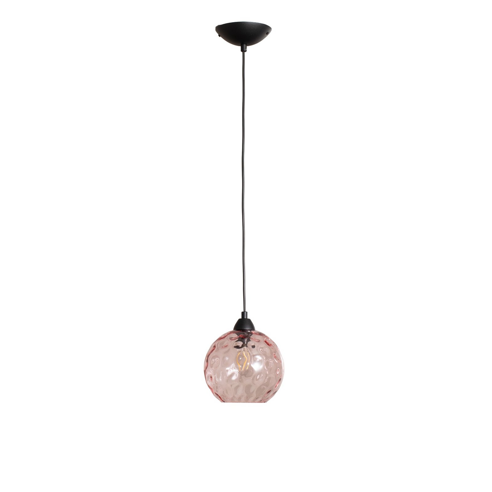 Benek pendant light, pink, glass, Ø 20 cm, E27