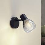 Lindby Pendura wall light, Ø 9 cm, black, glass