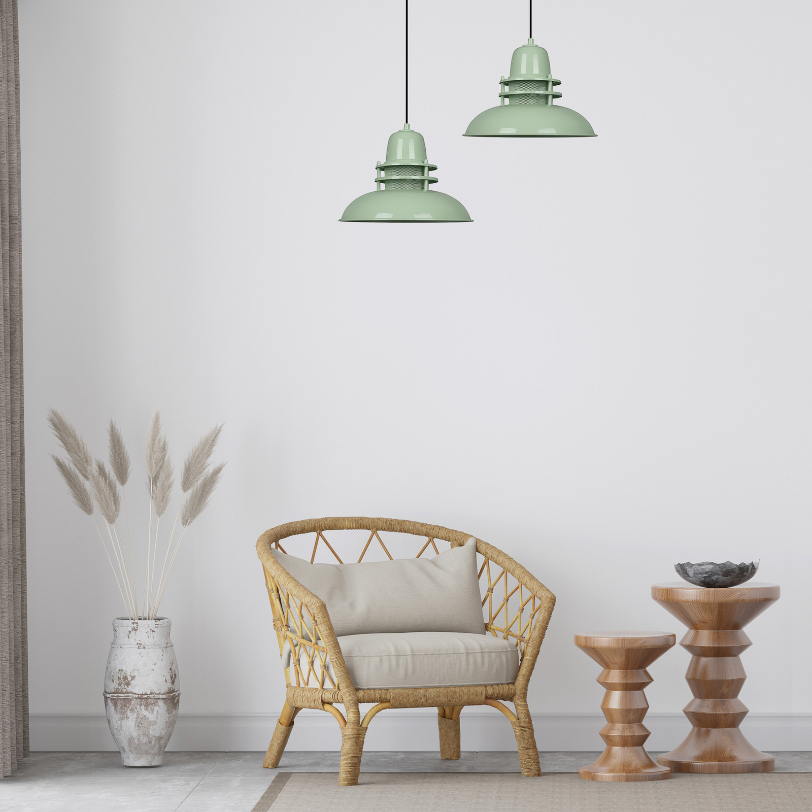 Lampa wisząca Lorenz, miętowa zieleń, Ø 34 cm, metal, E27