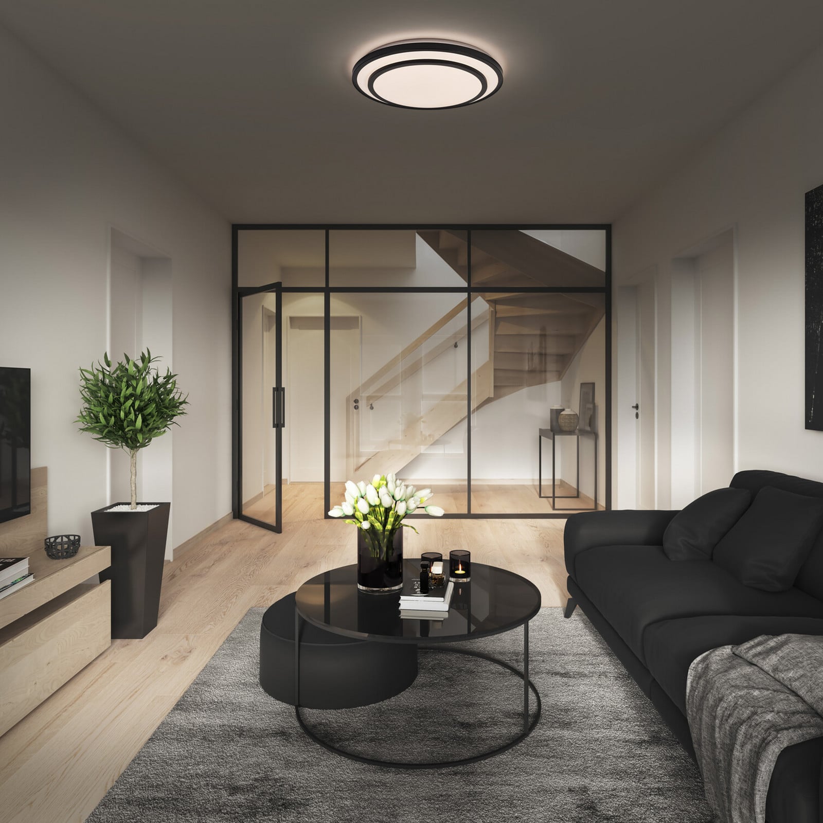 Ledvance Orbis Berlin Plafonieră cu LED negru 49cm - Camera de zi / sufragerie - negru alb - Metal