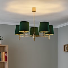 Lámpara colgante Polo Plus de 5 luces latón/verde