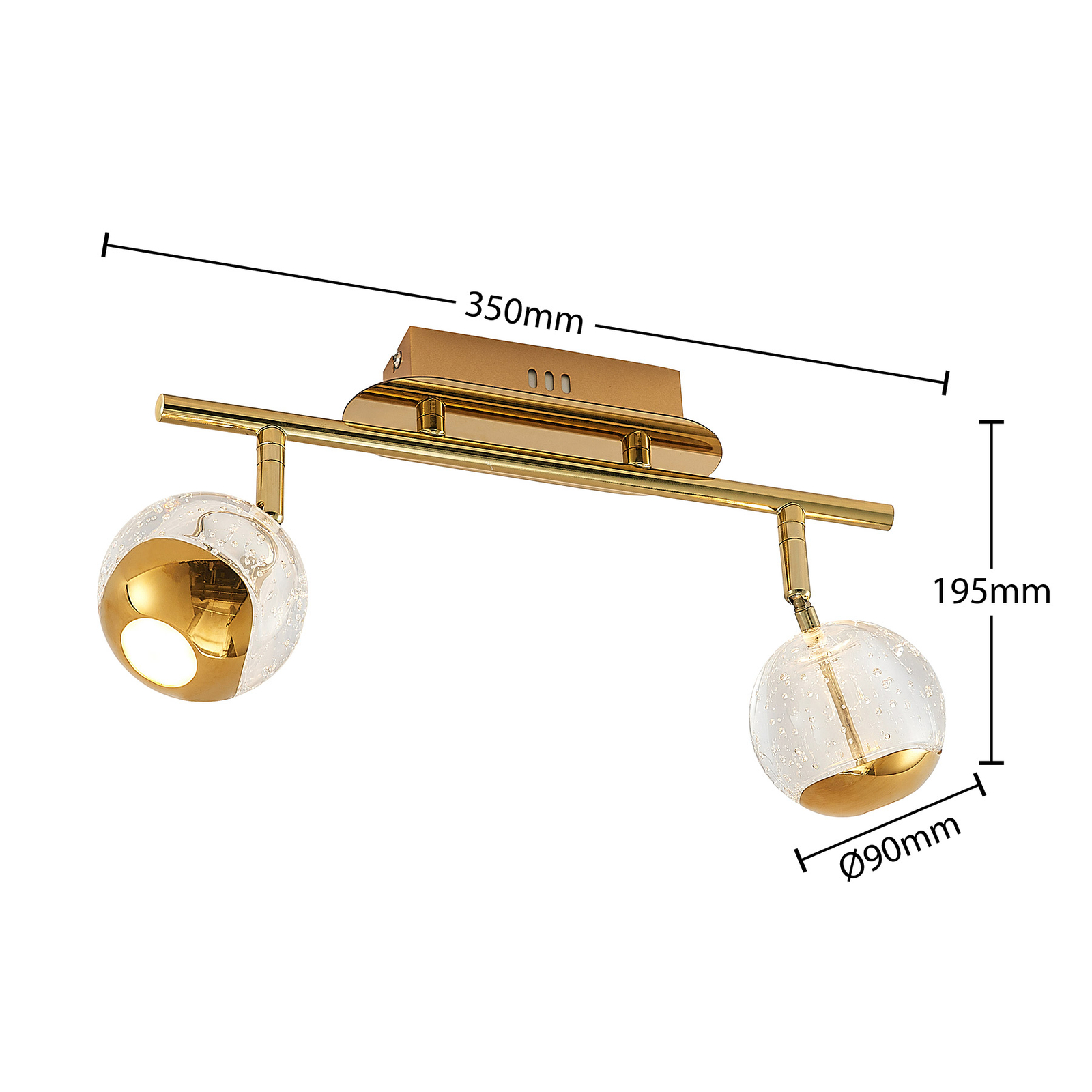 Lucande Kilio LED-takspotlight, 2 lampor, guld