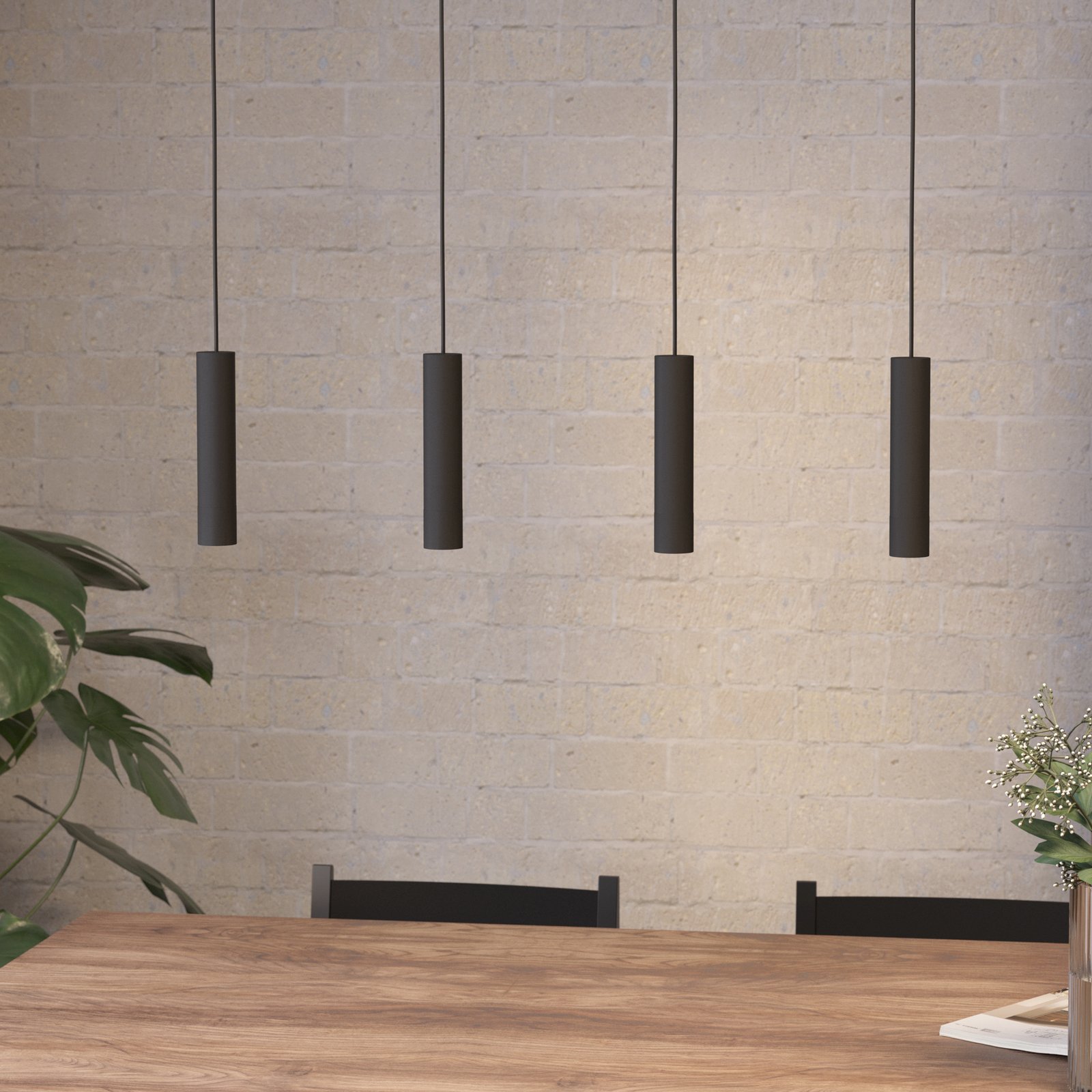 Almudaina LED-pendellampe, svart, lengde 84 cm, 4 lyskilder,