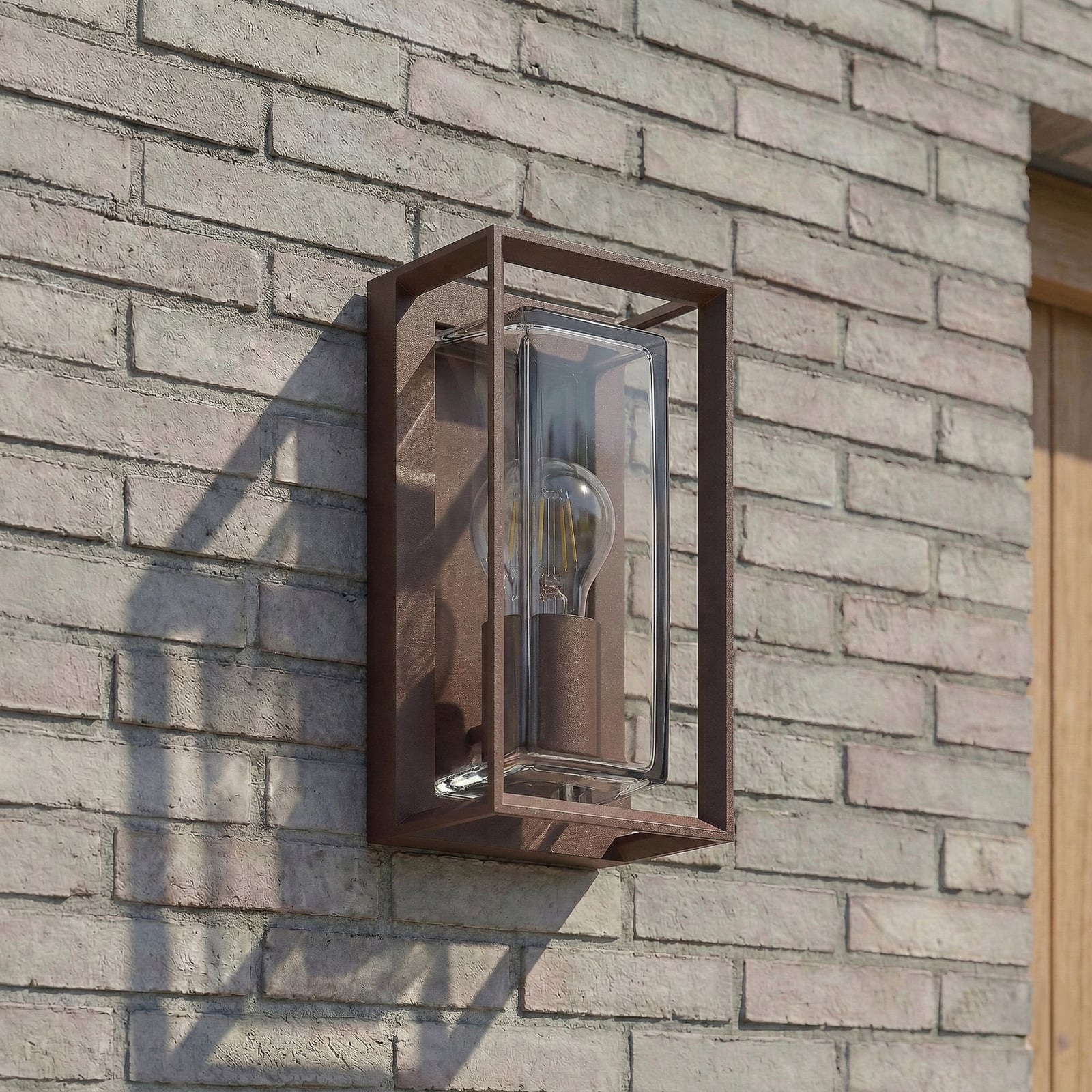 Arcchio Venkovní nástěnné svítidlo Ismera, barva rez, IP65, sklo, E27