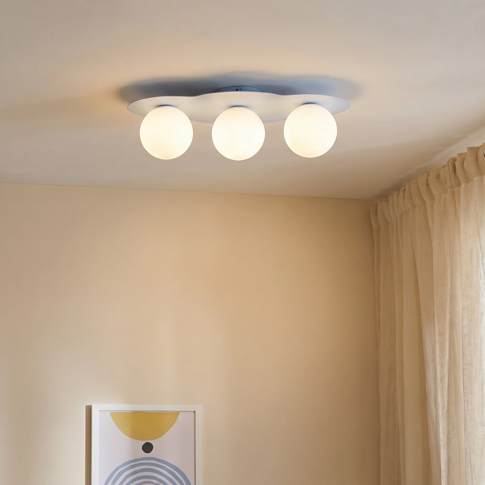 TK Lighting Plafonieră Cloud albastră cu 3 becuri sticlă lungime 51 cm G9 - Camera copiilor - Viața tânără - albastru alb