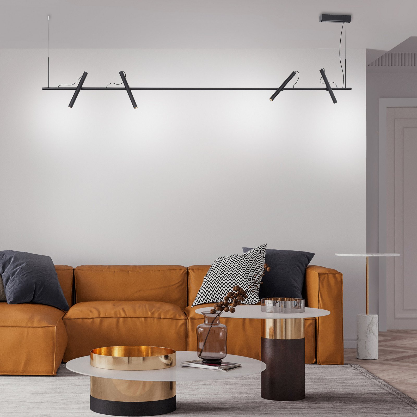 PURE Tutua lampă suspendată LED 4 becuri negru - Camera de zi / sufragerie - modern - negru alb - Metal