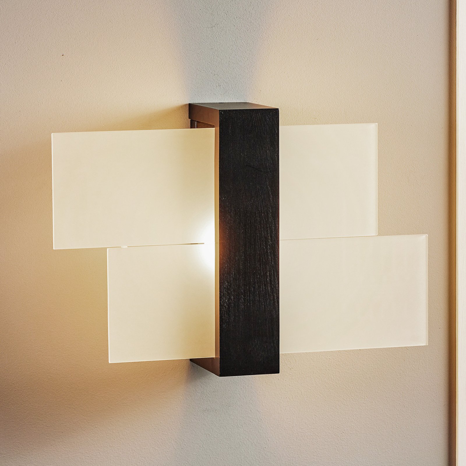 Shifted 1 wall light, glass and wenge wood