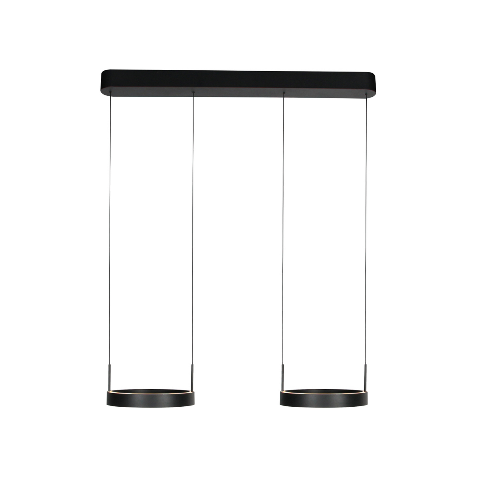 Lámpara colgante LED Mykty, negra, longitud 95 cm, metal, 4 luces.