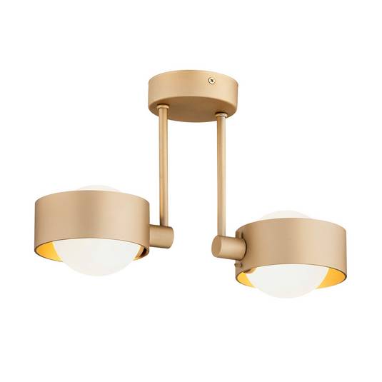 Ceiling light Mado, steel, brass, 2bulb Lights.co.uk