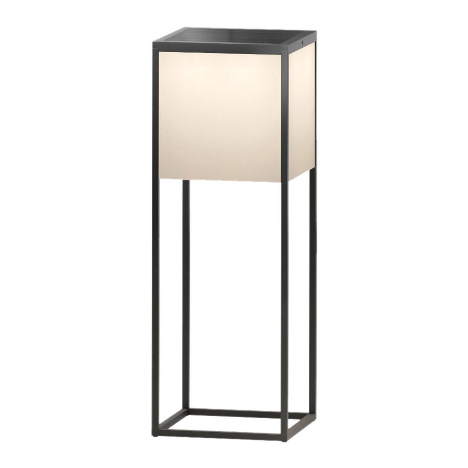 IP44.de Fil M lampada LED solare nero, alta 71 cm, alluminio pressofuso verniciato a polvere, stoffa outdoor traslucida, 5 W, lunghezza: 23 cm, larghezza: 23 cm, altezza: 71 cm