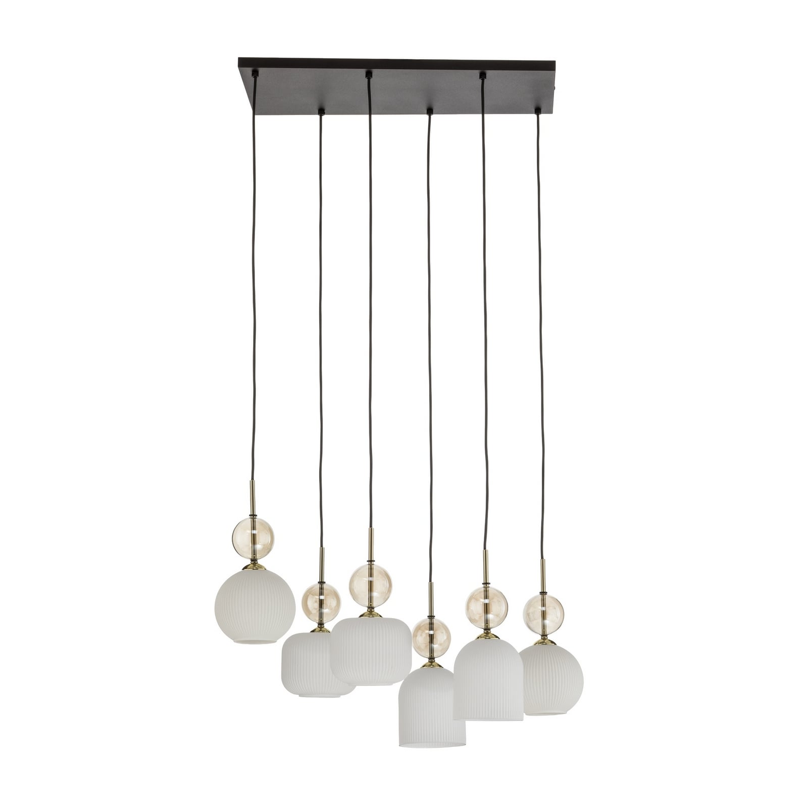 Żyrandol Sophia, 6-punktowy, biało-koniakowy, długość 65 cm, E14
